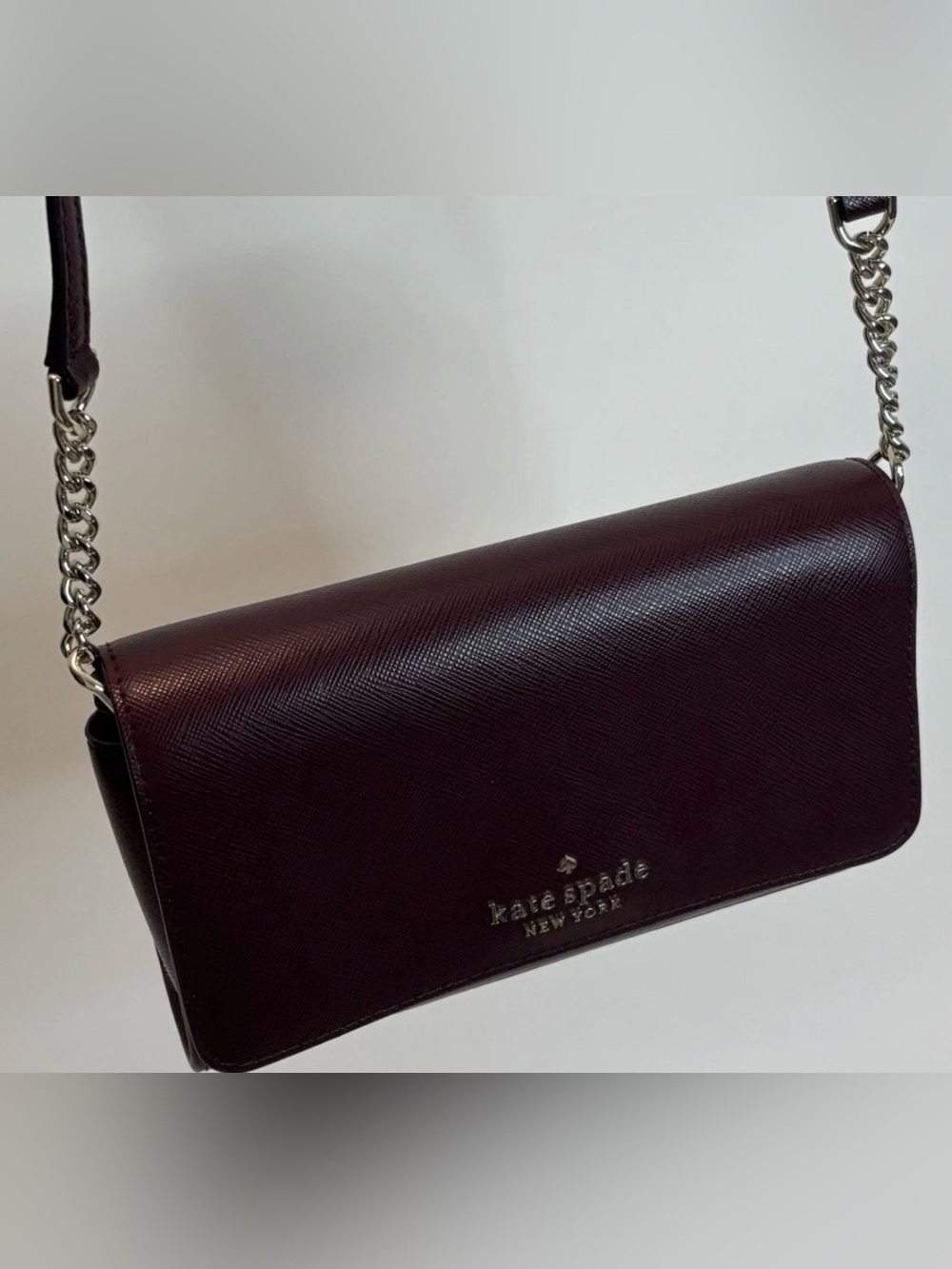 KATE SPADE ($165) Staci Small Flap Crossbody in Deep Berry Saffiano Leather